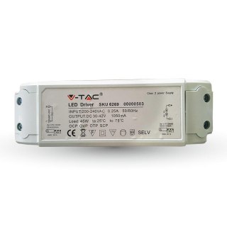 Zasilacz do Paneli LED 45W Ściemnialny TRIAC 30-42V 1050mA V-TAC 5 Lat Gwarancji