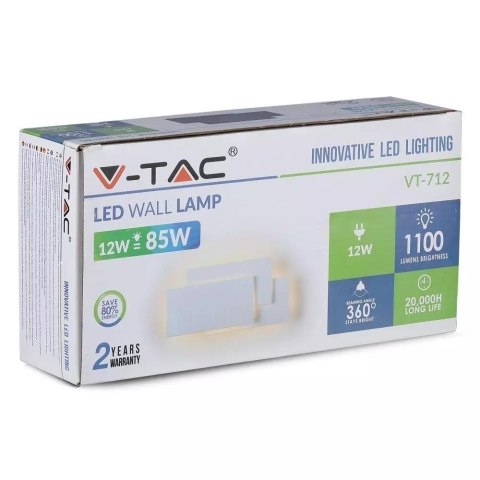 Kinkiet Ścienny V-TAC 12W LED Szary VT-712 4000K 1100lm