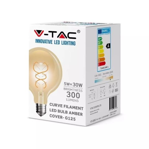 Żarówka LED V-TAC 5W Filament E27 G125 Złota VT-2085 2200K 300lm Żarówka LED V-TAC 5W Filament E27 G125 Złota VT-2085 2200K 300lm