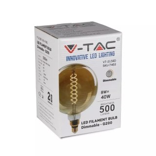 Żarówka LED V-TAC 8W Filament E27 G200 Ściemnialna VT-2158D 2000K 500lm