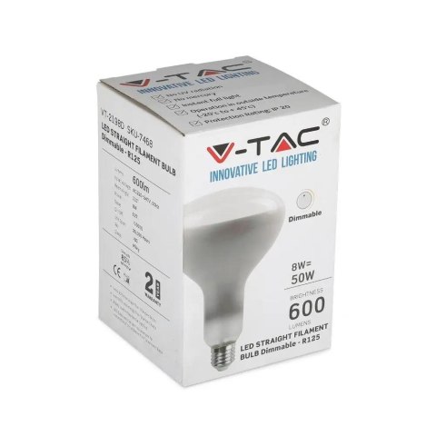 Żarówka LED V-TAC 8W Filament E27 R125 Ściemnialna VT-2198D 2700K 600lm Żarówka LED V-TAC 8W Filament E27 R125 Ściemnialna VT-2198D 2700K 600lm