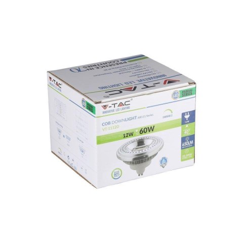 Żarówka LED V-TAC AR111 12W GU10 40st COBŚciemnialna VT-1112 6400K 650lm Żarówka LED V-TAC AR111 12W GU10 40st COBŚciemnialna VT-1112 6400K 650lm
