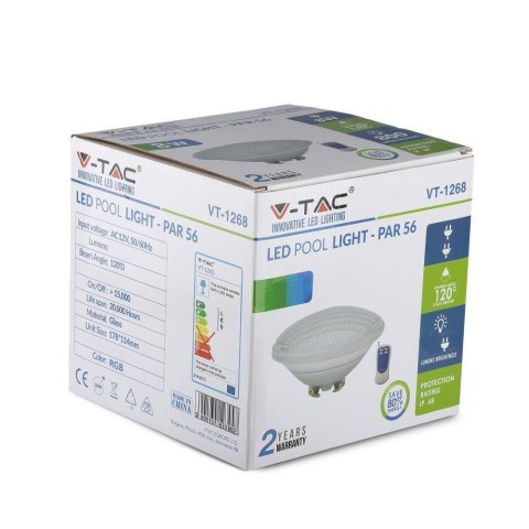 Żarówka LED V-TAC Basenowa 12W PAR56 Remote Control VT-1263 RGB 1200lm Żarówka LED V-TAC Basenowa 12W PAR56 Remote Control VT-1263 RGB 1200lm