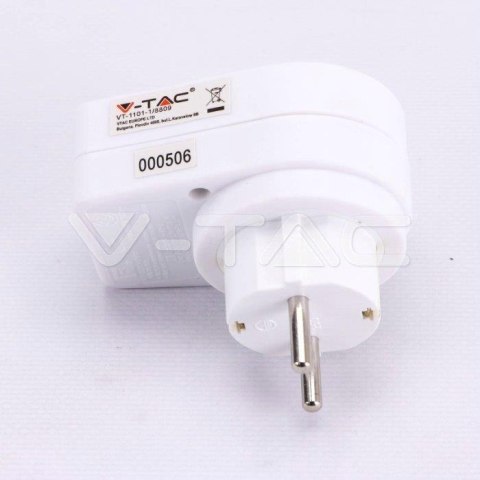 Adapter z ochroną przepięciową V-TAC 16A 3680W BIAŁY VT-1101-1 Adapter z ochroną przepięciową V-TAC 16A 3680W BIAŁY VT-1101-1