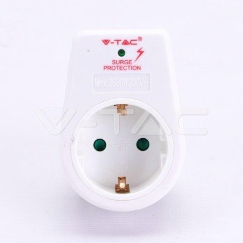 Adapter z ochroną przepięciową V-TAC 16A 3680W BIAŁY VT-1101-1 Adapter z ochroną przepięciową V-TAC 16A 3680W BIAŁY VT-1101-1