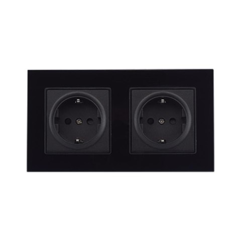 Gniazdo Szklane Podwójne 16A Czarne 158x86mm V-TAC VT-5811 Gniazdo Szklane Podwójne 16A Czarne 158x86mm V-TAC VT-5811