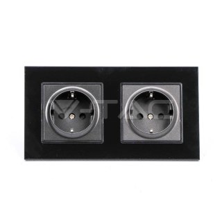 Gniazdo Szklane Podwójne 16A Czarne 158x86mm V-TAC VT-5811