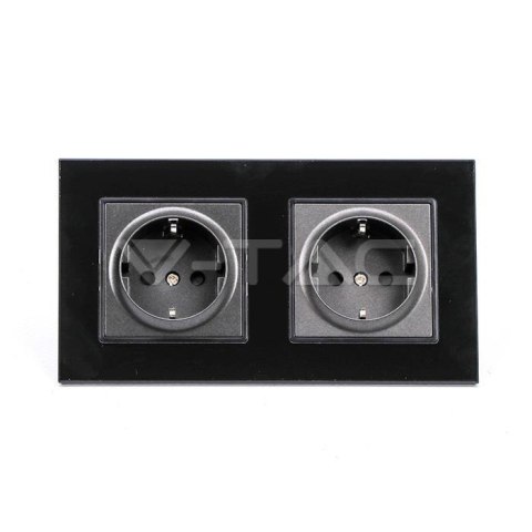 Gniazdo Szklane Podwójne 16A Czarne 158x86mm V-TAC VT-5811 Gniazdo Szklane Podwójne 16A Czarne 158x86mm V-TAC VT-5811