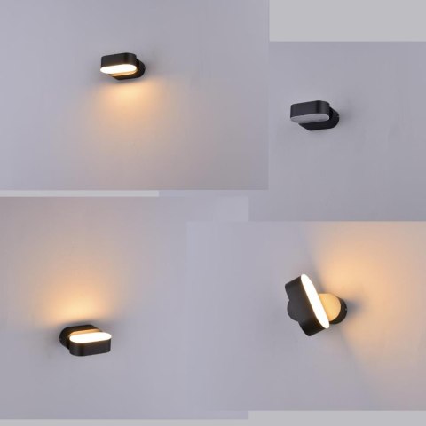 Kinkiet Ścienny V-TAC 6W LED Czarny IP65 Obrotowy 350st VT-816 3000K 660lm Kinkiet Ścienny V-TAC 6W LED Czarny IP65 Obrotowy 350st VT-816 3000K 660lm