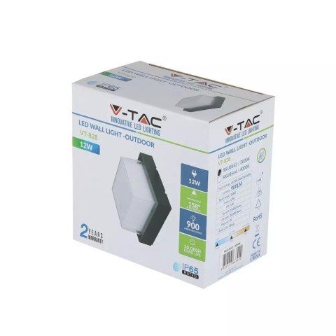 Oprawa V-TAC 12W LED IP65 Czarny Kwadrat VT-828 3000K 900lm Oprawa V-TAC 12W LED IP65 Czarny Kwadrat VT-828 3000K 900lm