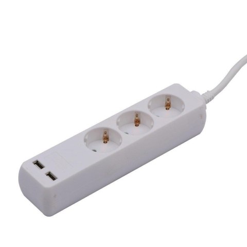 Przedłużacz 3 gniazda V-TAC 2 porty USB (3G 1.5MM2 X 1.5M) Biały VT-1124 Przedłużacz 3 gniazda V-TAC 2 porty USB (3G 1.5MM2 X 1.5M) Biały VT-1124