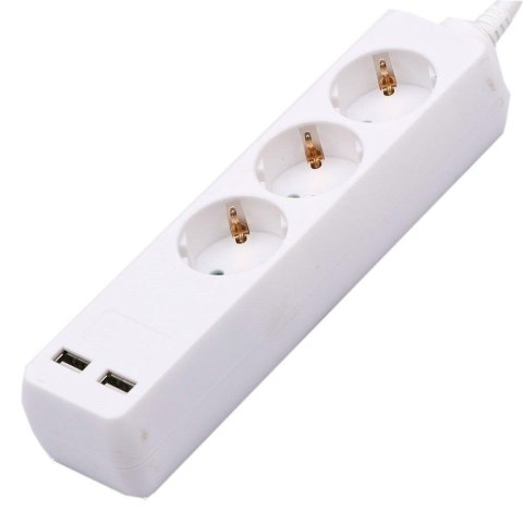 Przedłużacz 3 gniazda V-TAC 2 porty USB (3G 1.5MM2 X 1.5M) Biały VT-1124 Przedłużacz 3 gniazda V-TAC 2 porty USB (3G 1.5MM2 X 1.5M) Biały VT-1124
