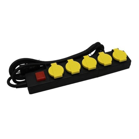 Przedłużacz Ogrodowy V-TAC 5 Gniazd z klapką 3m, Podświetlany Włącznik, IP44 Czarno/Żółty Schuko VT-1125-3 Przedłużacz Ogrodowy V-TAC 5 Gniazd z klapką 3m, Podświetlany Włącznik, IP44 Czarno/Żółty Schuko VT-1125-3