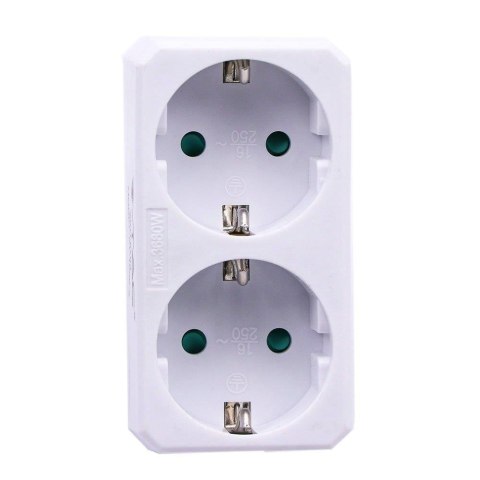 Rozgałęźnik 2x 10/16A 250V V-TAC Biały VT-1006 Rozgałęźnik 2x 10/16A 250V V-TAC Biały VT-1006