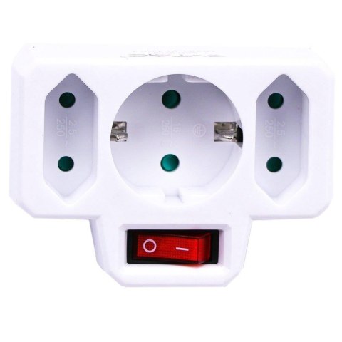 Rozgałęźnik 3x (2+1) z włącznikiem 16A 250V V-TAC VT-1010 Rozgałęźnik 3x (2+1) z włącznikiem 16A 250V V-TAC VT-1010