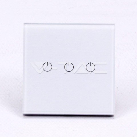 Włącznik Szklany SMART WiFi V-TAC Potrójny Biały Amazon Alexa, Google Home, Nest VT-5005 Włącznik Szklany SMART WiFi V-TAC Potrójny Biały Amazon Alexa, Google Home, Nest VT-5005