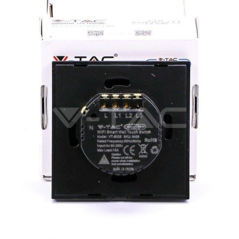 Włącznik Szklany SMART WiFi V-TAC Potrójny Czarny Amazon Alexa, Google Home, Nest VT-5005 Włącznik Szklany SMART WiFi V-TAC Potrójny Czarny Amazon Alexa, Google Home, Nest VT-5005