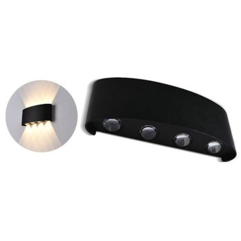Oprawa Ścienna Góra Dół V-TAC 8W LED Czarna IP54 VT-848 3000K 800lm