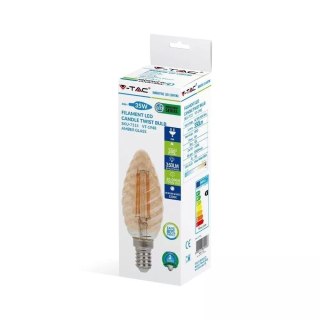 Żarówka LED V-TAC 4W Filament E14 Świeczka Bursztyn Twist VT-1948 2200K 350lm