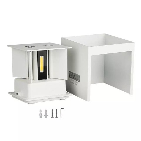Oprawa Ścienna V-TAC 11W LED Góra Dół Regulowana Chip BRIDGELUX Biały Kwadrat IP65 VT-759-12-W 3000K 1360lm