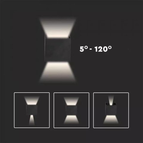 Oprawa Ścienna V-TAC 11W LED Góra Dół Regulowana Chip BRIDGELUX Biały Kwadrat IP65 VT-759-12-W 3000K 1360lm
