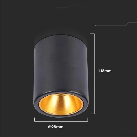Oprawa V-TAC GU10 Okrągła Natynkowa Tuba Czarna+Złoty 98x118mm VT-978RD 3 Lata Gwarancji Oprawa V-TAC GU10 Okrągła Natynkowa Tuba Czarna+Złoty 98x118mm VT-978RD 3 Lata Gwarancji