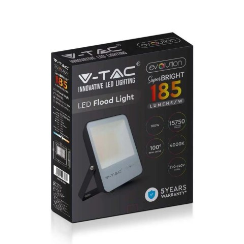 Projektor LED V-TAC 100W G8 Czarny 185Lm/W EVOLUTION VT-100185 4000K 15750lm 5 Lat Gwarancji Projektor LED V-TAC 100W G8 Czarny 185Lm/W EVOLUTION VT-100185 4000K 15750lm 5 Lat Gwarancji