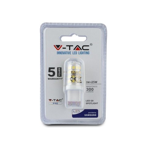 Żarówka LED V-TAC SAMSUNG CHIP 3W G9 VT-204 3000K 330lm 5 Lat Gwarancji Żarówka LED V-TAC SAMSUNG CHIP 3W G9 VT-204 3000K 330lm 5 Lat Gwarancji