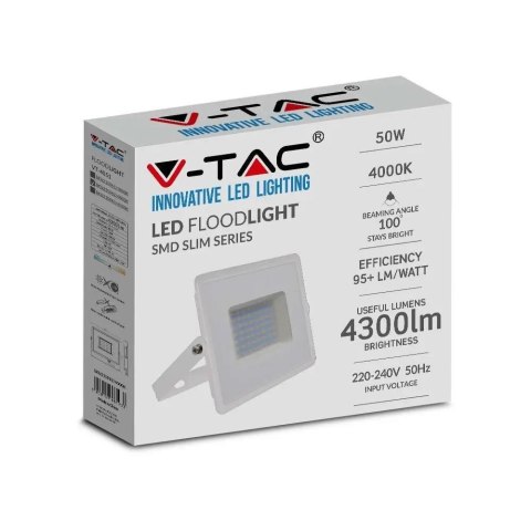 Projektor LED V-TAC 50W SMD E-Series Biały VT-4051 3000K 4300lm Projektor LED V-TAC 50W SMD E-Series Biały VT-4051 3000K 4300lm