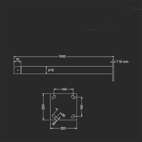 Słup do opraw ogrodowych V-TAC 3mb fi70-75 VT-45W VT-65W SKU 5150 5151 5152 5153 Słup do opraw ogrodowych V-TAC 3mb fi70-75 VT-45W VT-65W SKU 5150 5151 5152 5153