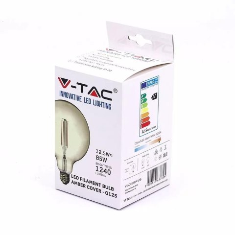 Żarówka LED V-TAC 12.5W Filament E27 G125 Bursztynowa VT-2153 2200K 1240lm Żarówka LED V-TAC 12.5W Filament E27 G125 Bursztynowa VT-2153 2200K 1240lm