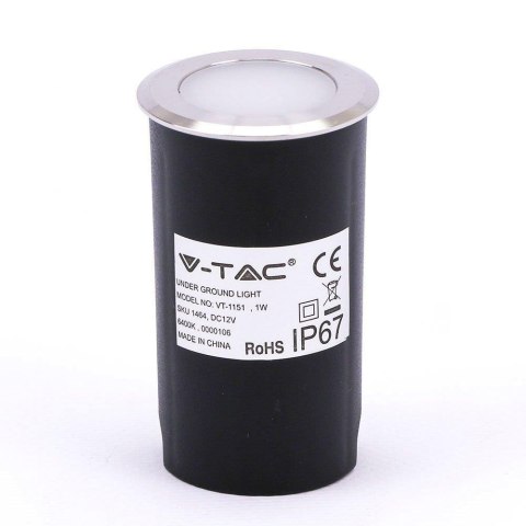 Oprawa Gruntowa Ogrodowa Najazdowa Podłogowa V-TAC 1W LED Srebrna IP67 VT-1151 6500K 50lm Oprawa Gruntowa Ogrodowa Najazdowa Podłogowa V-TAC 1W LED Srebrna IP67 VT-1151 6500K 50lm