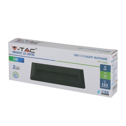 Oprawa Schodowa 3W LED V-TAC Czarny Prostokąt 230V IP65 VT-1162 4000K 110lm Oprawa Schodowa 3W LED V-TAC Czarny Prostokąt 230V IP65 VT-1162 4000K 110lm