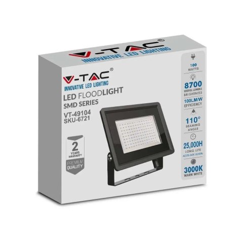 Projektor LED V-TAC 100W SMD F-CLASS Czarny VT-49104 4000K 8700lm Projektor LED V-TAC 100W SMD F-CLASS Czarny VT-49104 4000K 8700lm