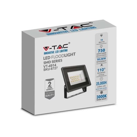 Projektor LED V-TAC 10W SMD F-CLASS Czarny VT-4914-B 6500K 750lm Projektor LED V-TAC 10W SMD F-CLASS Czarny VT-4914-B 6500K 750lm
