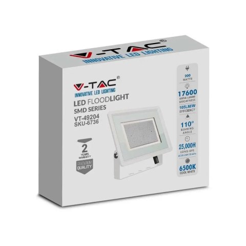 Projektor LED V-TAC 200W SMD F-CLASS Biały VT-49204 6500K 17600lm Projektor LED V-TAC 200W SMD F-CLASS Biały VT-49204 6500K 17600lm