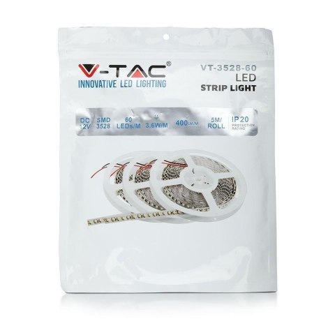 Taśma LED V-TAC SMD3528 300LED IP20 3,6W/m VT-3528 3000K 400lm Taśma LED V-TAC SMD3528 300LED IP20 3,6W/m VT-3528 3000K 400lm