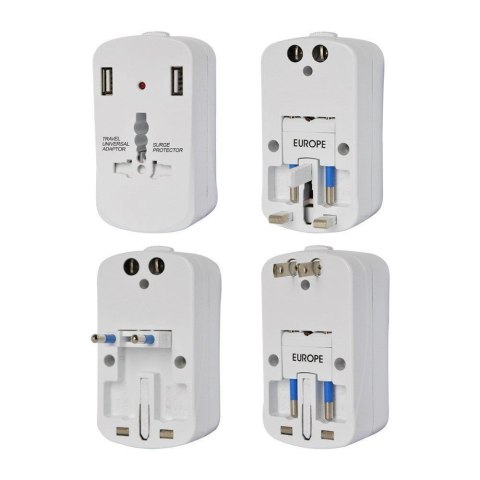 Uniwersalny Adapter Podróżny z zabezpieczeniem 2xUSB 2A V-TAC Uniwersalny Adapter Podróżny z zabezpieczeniem 2xUSB 2A V-TAC