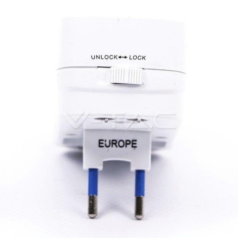 Uniwersalny Adapter Podróżny z zabezpieczeniem 2xUSB 2A V-TAC Uniwersalny Adapter Podróżny z zabezpieczeniem 2xUSB 2A V-TAC