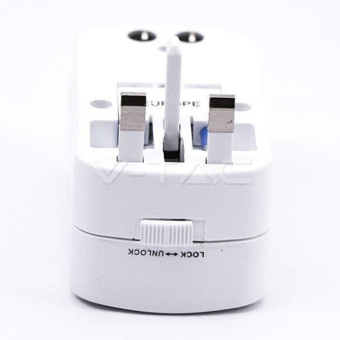 Uniwersalny Adapter Podróżny z zabezpieczeniem 2xUSB 2A V-TAC Uniwersalny Adapter Podróżny z zabezpieczeniem 2xUSB 2A V-TAC