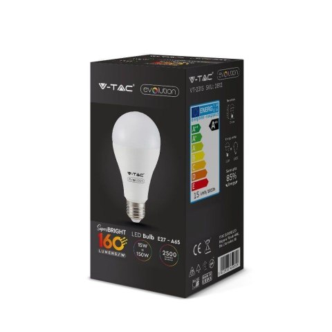 Żarówka LED V-TAC 15W E27 A65 EVOLUTION 160Lm/W VT-2315 6400K 2500lm 5 Lat Gwarancji Żarówka LED V-TAC 15W E27 A65 EVOLUTION 160Lm/W VT-2315 6400K 2500lm 5 Lat Gwarancji