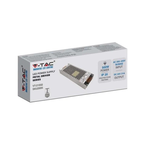 Zasilacz LED V-TAC 500W 24V 21A Modułowy SLIM VT-21502 Zasilacz LED V-TAC 500W 24V 21A Modułowy SLIM VT-21502