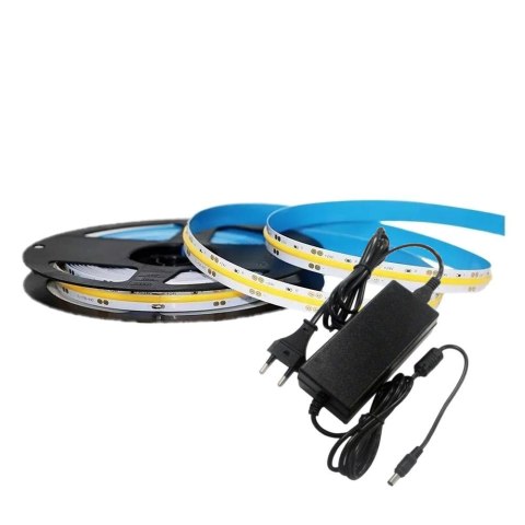 Zestaw LED V-TAC Taśma 420LED/m COB 24V 10W/m Zasilacz 24V 78W (2649+3272) 3000K 1000lm