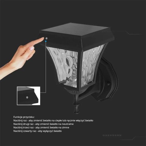 Kinkiet Ogrodowy Ścienny Solarny V-TAC 2W LED IP44 VT-982-S 3000K-4500K-6000K 110lm 3 Lata Gwarancji Kinkiet Ogrodowy Ścienny Solarny V-TAC 2W LED IP44 VT-982-S 3000K-4500K-6000K 110lm 3 Lata Gwarancji