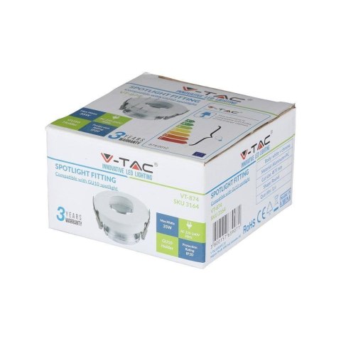 Oczko V-TAC GU10 Asymetryczne Wpuszczane Białe/Chrom Okrągłe VT-874-WC 3 Lata Gwarancji Oczko V-TAC GU10 Asymetryczne Wpuszczane Białe/Chrom Okrągłe VT-874-WC 3 Lata Gwarancji