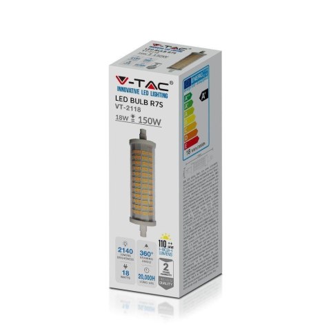 Żarówka Żarnik LED V-TAC 18W R7S Ceramika VT-2118 4000K 2140lm Żarówka Żarnik LED V-TAC 18W R7S Ceramika VT-2118 4000K 2140lm