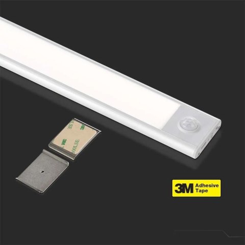 Oprawa podszafkowa V-TAC 2W LED Srebrna Czujnik Ruchu Ładowanie USB 40cm VT-8142 3000K 160lm