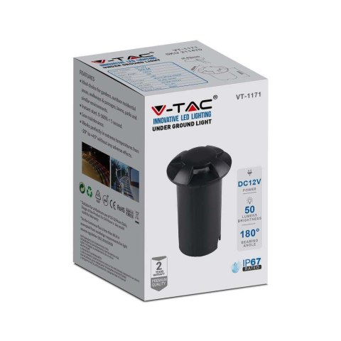 Oprawa Gruntowa Ogrodowa Najazdowa V-TAC 1W LED Czarna 4-stronna IP67 VT-1171 3000K 50lm Oprawa Gruntowa Ogrodowa Najazdowa V-TAC 1W LED Czarna 4-stronna IP67 VT-1171 3000K 50lm