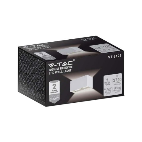 Oprawa Ścienna V-TAC 24W LED Góra Dół IP65 Biała VT-8125 4000K 2720lm Oprawa Ścienna V-TAC 24W LED Góra Dół IP65 Biała VT-8125 4000K 2720lm