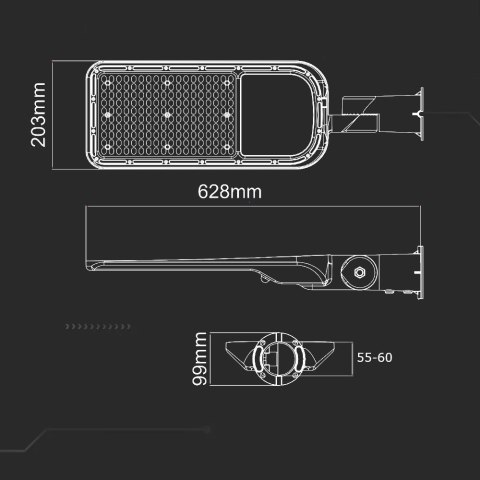 Oprawa Uliczna LED V-TAC SAMSUNG CHIP z regulacją i czujnikiem światła 150W 120Lm/W VT-169ST-S 6500K 16500lm 5 Lat Gwarancji